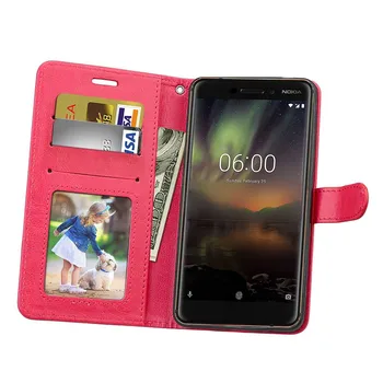 Peňaženka Prípade pre Nokia 6 2018 6.1 Flip Cover Karty Stojan PU Kožené puzdro pre Nokia 6 2018 Kryt Magnetická Spona Pre Nokia 6.1 Prípade