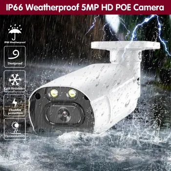Plné Farby Nočné Videnie Bezpečnostné Kamery 4K Vonkajšie obojsmerné Audio POE CCTV Video Surveillance Camera HD 8MP 5MP Bullet IP Cam