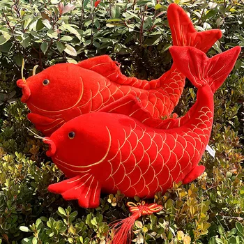 Plyšové hračky plyšové bábika zvierat simulácia červená kaprovité ryby Čínsky nový rok obliečky na vankúš Jarný Festival darček priniesť bohatstvo 1pc