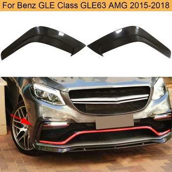 Pre GLE63 AMG Auto Predný Nárazník Štiepačky Pery Pre Mercedes Benz GLE Triedy GLE63 AMG - 2018 Uhlíkových Vlákien Predné Plutvy Canards