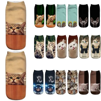 Príležitostná Práca Business Ponožky 3d Cute Cat Tlačové Médium Športové Ponožky Priedušná Non-slip Potu Ponožky Pre Mužov, Ženy Harajuku