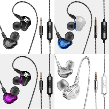 QKZ CK9 Slúchadlá Dual Pohybe Cievky V-ear Headset Ťažké Basy Stereo In-line Kontrolu 3,5 mm Káblové Slúchadlá Slúchadlá