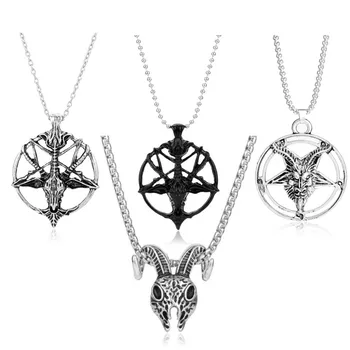 Retro Pentagram Lebky Kozie Hlavy Náhrdelník Muži Ženy Steampunk Prívesok Náhrdelníky Vintage Šperky