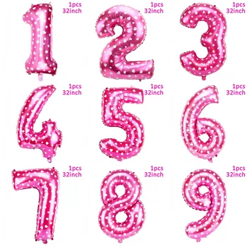 Ružová Happy Birthday Latexové Balóny, Dekorácie Dieťa Dievča, 1. Prvý 1 2 3 4 5 6 7 8 9 10 16. 30 Rokov Ženy