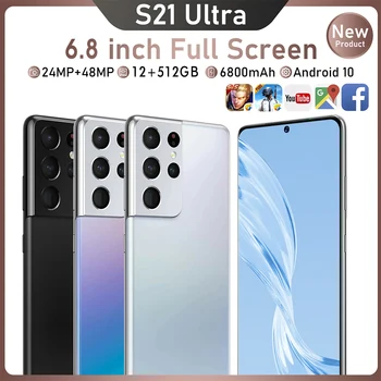 S21 Ultra 6.8 Palcový 6800mAh 24+48MP Face Unlock Andriod 10 Smart Telefónu 12+512 gb diskom Globálne 5G LTE Pásma Dual SIM+Micro SD mobilné telefóny