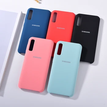 Samsung Galaxy A50 Originálne Silikónové Kvapaliny Prípade Hodvábne Soft-touch Ochrana Zadného Krytu Pre samsung Galaxy a50 s Logom 6.4 palec