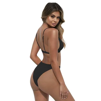 Sexy Čierna Micro Bikini Set Ženy 2 Kusy Plavky, Plavky S Push Up Polstrovaná Tangá Biquini Plavky Plážové Oblečenie