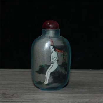 Starožitný sklo art orgán maľovanie šnupavý tabak fľaša dekorácie zber