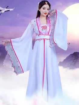 Staré Čínske Kostým Víla Cosplay Ženy Dievča Hanfu Šaty Výšivky, Kvetinové Deti Tang Vyhovovali Festival Odev Ľudový Tanec Kostým