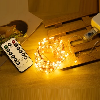 USB LED Rozprávkových Svetiel String 5M10M20M Dovolenku Osvetlenie Nepremokavé Strieborného Drôtu S Diaľkovým na Vianočný Večierok Svadobná Výzdoba