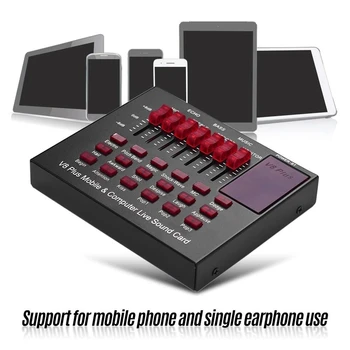 V8 Plus Nabíjateľná Mobile & Počítač Live Zvukovú Kartu, USB, o Rozhranie s Zvukové Efekty BT Spojenie pre Spev