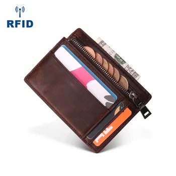 Vintage RFID Blokovanie Originálne Kožené pánske Peňaženky S Minca Malé Vrecko na Zips Peniaze Bag, Slim Kabelku Pre Človeka Kreditnej Karty Držiteľ