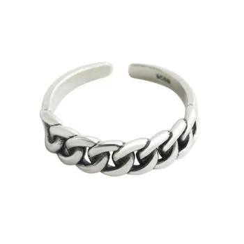 Vintage Reťaze Tvar Otvoriť Prstene Pre Ženy 925 Sterling Silver Šperky kórejský Trend Študent Ženské Príslušenstvo 16.9 mm Nastaviteľná