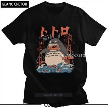 Vtipné Môj Sused Totoro Útok Tričko Mužov Bavlna Hayao Miyazaki Anime T-tričko Krátky Rukáv Štúdio Ghibli Printed Tee Tričko