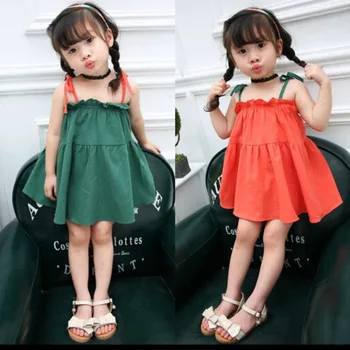Výbuch detské oblečenie letné módy nové dievčatá malé čerstvé kontrast farieb šatka pohodlie princezná šaty