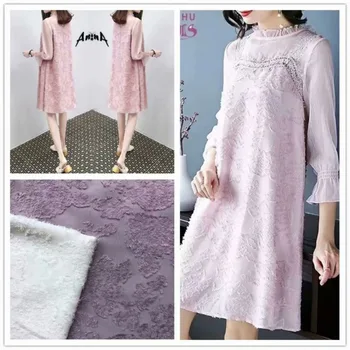 Výrobcov priame jeseň hot štýl rez vlnené tkaniny dámske šaty žakárové šifón vlnené tkaniny polyester