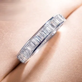 Wong Dážď Klasické 925 Sterling Silver Vytvorené Moissanite Diamantov, Drahých Kameňov, Svadobné Kapela Romantický Prsteň Pre Ženy, Jemné Šperky