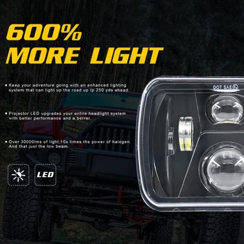Wrangler Svetlomety Obdĺžnik LED Reflektor Kamiónu, nákladného automobilu Led Off-road Pracovné Svetlo Bez Clony 300W 5X7