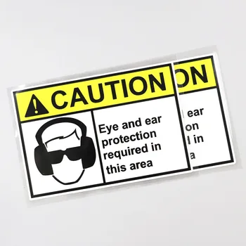 YJZT 15.2 CM X 10,2 CM Očí A Ochranu Sluchu Potrebné V Tejto Opatrnosti Odtlačkový PVC Auto Nálepky 12C-0135