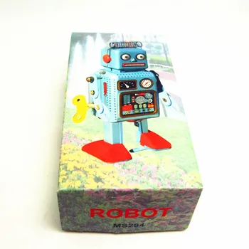[Zábavné] Klasická kolekcia Retro Hodinky Windup Kovové Chôdza Tin Hračka opravár Robot Vintage Mechanické MS249 deti darček