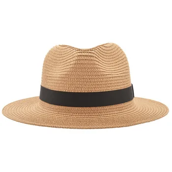 Široký okraj Panama slamené klobúky muži ženy top klobúky jarné a letné vonkajšie slnečník na pláži veľký okraj dámy sun hat veľkoobchod