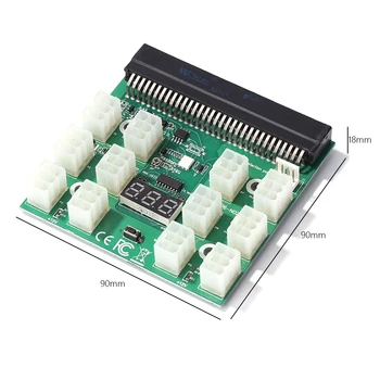 Ťažba Server PSU Moc Breakout Rada Adaptér 750W-1200W s LED Displej 12 Porty PCI-e 6 Pin pre DPS-800GB 1200FB 1200QB UM