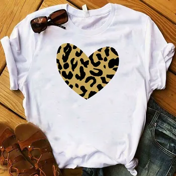 Ženy T Dámske Grafické Leopard Módne Pery Cartoon Bežné Dámy Top Printed Tee Tričko Kawaii Tričko Ženské Oblečenie