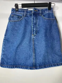 Ženy Vysoký Pás Denim Mini Sukne 2021 Jar Leto Dámy A - Line Retro Slim Krátke Džínsy S Tlačidlá Vrecká