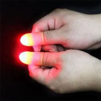 1 Pár Kreatívnych Magické Hračky rozsvieti Palec Tipy S LED Červená Mágia Palec Tip Svetlo Ilúzie Deti Hračky, 2 Ks Rekvizity Legrační
