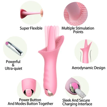10 Režim G Mieste Klitorálny Vibrátor Jazyk Lízanie Klitoris Tickler Bradavky Stimulátor Vaginálne Masáž Produkt Orgazmus, Sexuálne Hračky pre Ženy