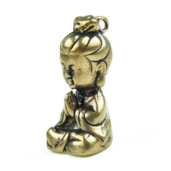 1Pc Pevné Brass Guanyin Sochu Budhu Malé Auto Ornament Domova Príslušenstvo Náboženské Sochy Obývacia Izba Plochy Dekor