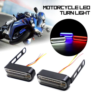 2 ks Motocykel LED DRL Tečie Zase Signálneho Svetla Stop Signály Vody Flasher 2 v 1 Blinker Chvost Brzdy Lampa
