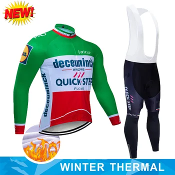 2020 Nový QUICK STEP Cyklistika Dres 9D Bib Nastaviť Belgicko Cyklistické Oblečenie Pánske Zimné Thermal Fleece Cyklistické Oblečenie pre Cyklistiku