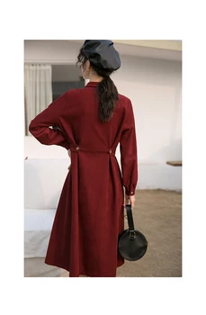 2020 Nový Rok Červené Šaty Dlhé Horúce Predaj Dlhý Rukáv Elegantné Temperament Lady Vintage Menčester Tričko Šaty 12617