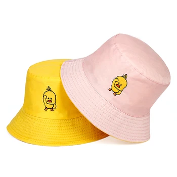 2020 nové Unisex ležérne módne hip hop lete pred slnkom skladacie rybár klobúky malé žlté kačice vyšívané vedierko hat