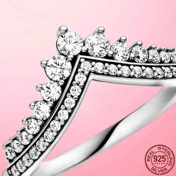 2021 Nové Prst Prsteň 925 Sterling Silver Princezná Lichobežníkové Prstene pre Ženy Jasné, CZ Svadobné Kapela Zapojenie Šperky Anel Darček