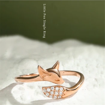 2021 Nové roztomilé ružové zlato fox krúžok zliatiny fox vŕtať chvost otvoriť krúžok bežné zapojenie svadobné party roztomilý krúžok šperky