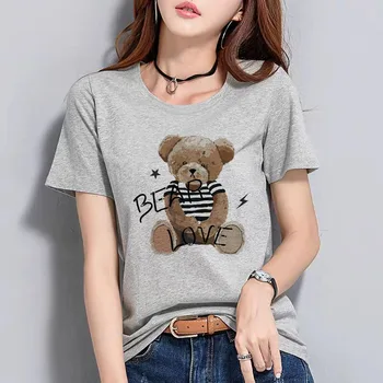 2021 roztomilý medveď T-shirt Ladies' obľúbených 3D animovaný vytlačené T-shirt High-end pohodlné letné top Roztomilý dievča macko T-shirt