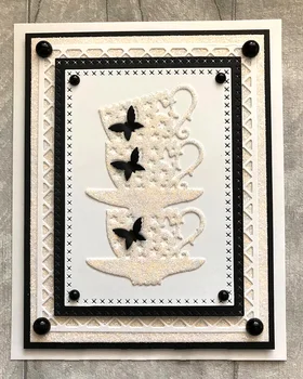 3-vrstvová motýľ pohár Rezanie Kovov Zomrie pre DIY Scrapbooking fotoalbum Dekoratívne Razba Papier Karty Remesiel vysekávané 2020