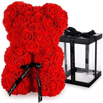 40 cm macko Ruže, Umelé Kvety Ruže Medveď pre Ženy Valentines Svadobné Vianočného Darčeka Domova