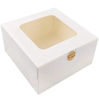 5 ks Biely Sulfátový Papier Farba Pekáreň Cookie Tortu Koláče Krabice s Windows Balík Dekoratívny Box na Jedlo Darčeky Box Balení Taška