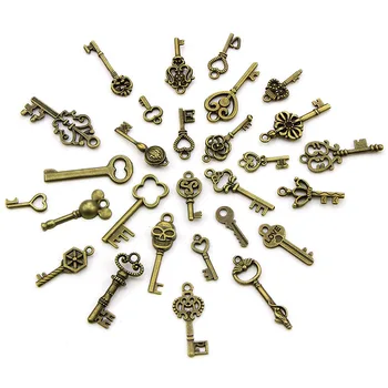 50PC/nastaviť Módne Vintage Kovov Zmiešané zobrazili kľúčové tlačidlá Pre Šperky, Takže DIY Ručne vyrábané Dekorácie Kľúč Kúzlo, Takže