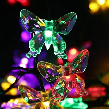 6M 30LED Motýľ Slnečnej Energie Lampa Nepremokavé Vonkajšie Vianočné Záhradné Svetlo Trávnik Nádvorie Slnečné Svetlo String Dekorácie