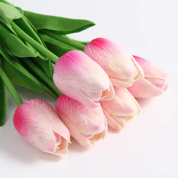6PCS Fotografie rekvizity Tulipány Umelé Kvety, Umelé Tulipán Pochádza Skutočný Pocit PU Tulipány na veľkú noc Jar Veniec Svadobné Kytice