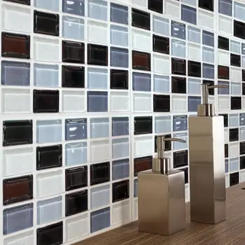 6pcs/veľa Nepremokavé Samolepiace 3D Napodobenina Dlaždice Samolepky PVC Mozaikové Dlaždice Vzor Nálepky na Stenu Kuchyňa Domova