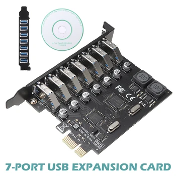 7 Porty USB3.0 PCI Express Card Hub, Externý Radič 5Gbps Vysoká Rýchlosť PCI-E, Rozšírenie Adaptér Stúpačky Karty Pre PC Počítač