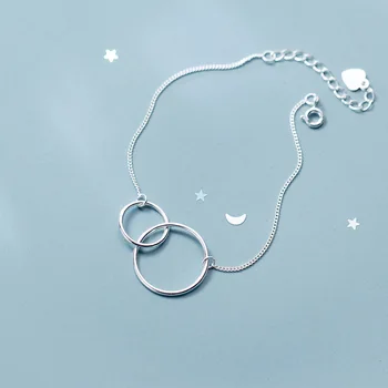 925 Silver Okrúhly Tvar Šperky Kúzlo Náramok Bijoux Minimalizmus Bangles Vintage Joyas Boho Strieborné Prívesky pre ženy