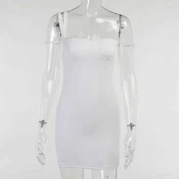 BOOFEENAA Nepravidelný bez Ramienok Bodycon Mini Šaty Módne 2021 Sexy Biele Čierne Šaty pre Ženy Party Club Oblečenie C66-AI14