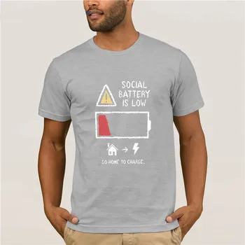 Bavlna módne 2020 trend T-shirt Nízkej Sociálnej Batérie, Tlačené pánske Tričko Krátky Rukáv