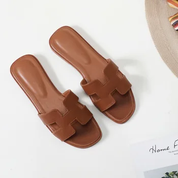 Bežné Sandále, Topánky pre Ženy 2021 Slávny Návrhár Značky Papuče Módne Vysoká Kvalita Ploché Dámy Flip Flops Luxusné Listov